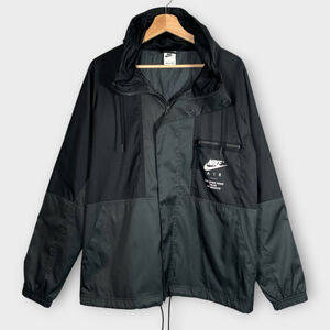 Nike Air Woven Jacket Mens S Full Zip Snap Windbreaker Lightweight Hooded Black